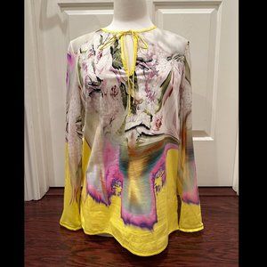 Vera Wang Cotton/Silk Floral Blouse - Size 8